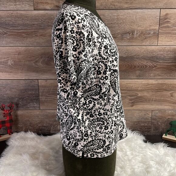 Kim Rogers Ladies Black and White Paisley Print Pullover Top, Size M - Picture 3 of 5